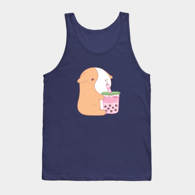 Cute Guinea Pig Drinking Strawberry Bubble Tea Tank Top by rustydoodle